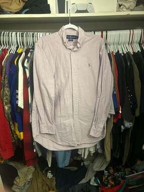 Ralph Lauren Blake Oxford Long Sleeve Button Down Shirt Lavender Men's Size M
